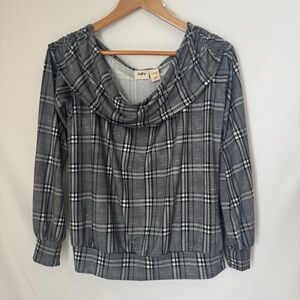 Daytrip Charcoal Plaid Women's Blouse